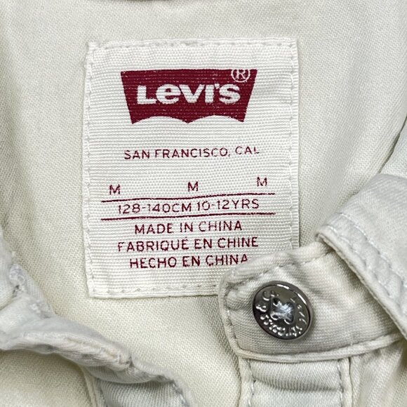 Levi's Girls' Off-White Cotton Button-Down Shirt Dress Pocket Sz M 10-12 - NWOT - Picture 10 of 12